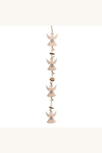 Comerivo Ornament de Craciun cu ingerasi din lemn si margele, 50cm pentru fer...
