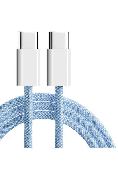 Generic كابل USB-C بطول 1 متر مجدول من النايلون للشحن السريع، من نوع USB-C إل...