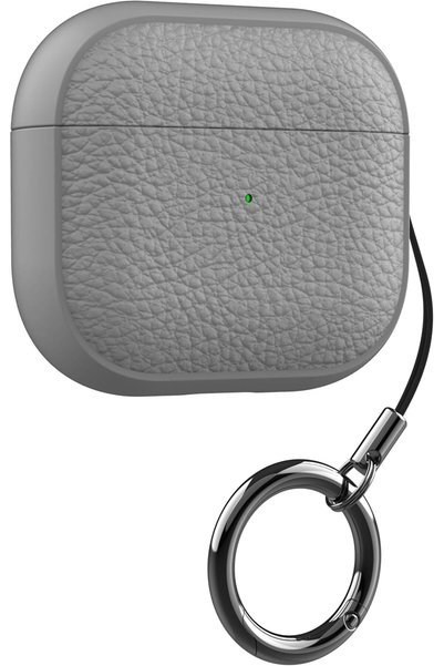 Generic for AirPods 4 and AirPods 5 case Litchi faux leather (Gray)