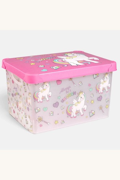 Comerivo Cutie organizare jucarii unicorn 17 litri plastic pentru camera copi...