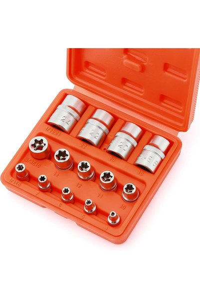 Generic 14pcs Female E-TORX Star Socket Set, E4-E24 Torque Socket Set, 1/4", ...