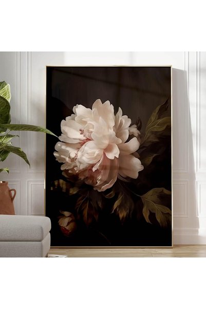 Generic لوحة جدارية من القماش على شكل زهرة الفاوانيا، طباعة زهور على خلفية سو...