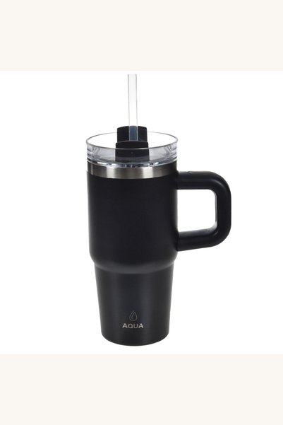 Comerivo Pahar termos negru 420ml cu maner - otel inoxidabil, izolant pana la...