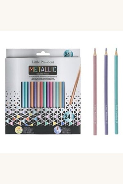 Comerivo Set 24 creioane colorate metalizate cu varf subtire pentru desen