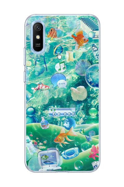 lelia حافظة هاتف شفافة متوافقة مع Redmi 9A مطبوعة بتصميم سمكة تحت الماء