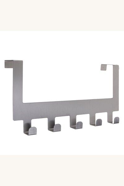 Comerivo Cuier din otel inoxidabil cu 5 carlige pentru usa, 30x7,5cm