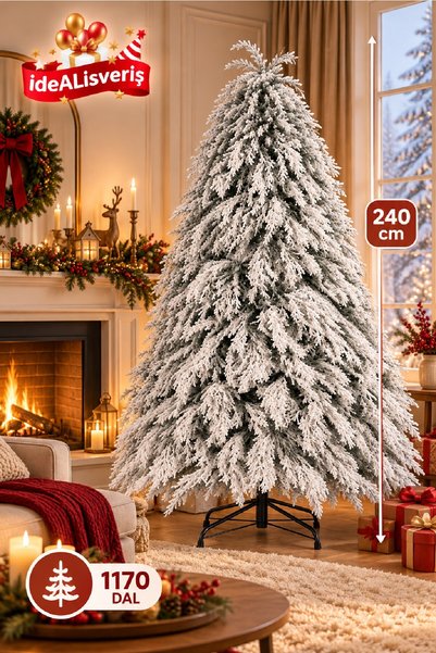 Bkmc Kendinden Karlı Lüks Yılbaşı Çam Ağacı Karlı Görünümlü Yapay Çam Ağacı 240 cm 1170 Dal