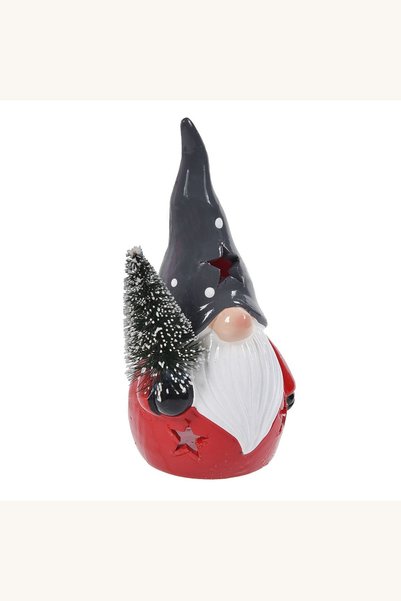 Comerivo Gnome ceramic cu brad pentru lumanare pastila, decoratiune Craciun 8...