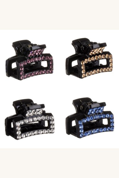 Comerivo Clame par negre cu strasuri colorate, set 4 bucati, 2.5cm