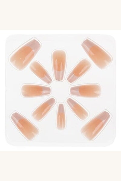Comerivo Set 12 unghii false French roz cu adeziv - aplicare instant pentru m...