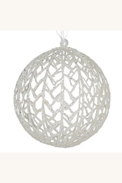 Comerivo Ornament Craciun glob alb irizat pentru brad, 15cm diametru