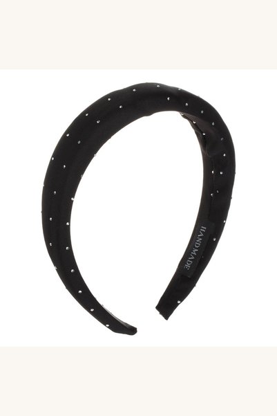 Comerivo Bentita Puffy Satinata Negra cu Pietre Albe - Accesoriu par Elegant