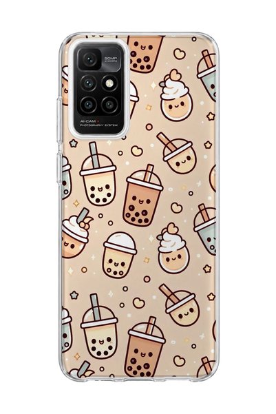 lelia Redmi 10 2022 Compatible Cute Bubble Tea Printed Transparent Phone Case
