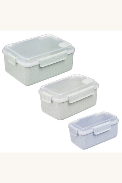 Comerivo Caserole verde menta set 3 bucati cu inchidere ermetica si supapa de...