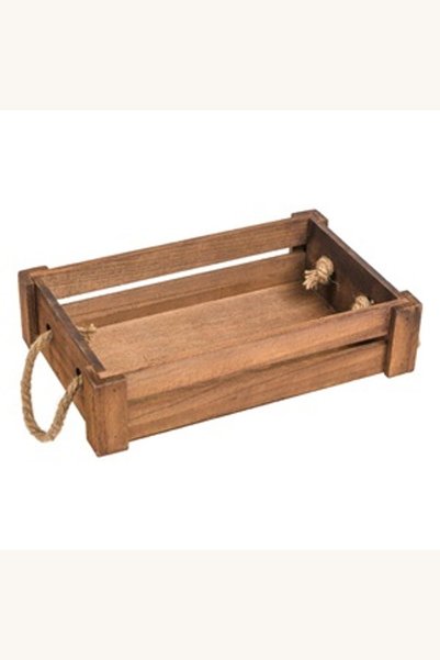 Comerivo Ladita decorativa din lemn maro cu manere din sfoara 31x19.5cm