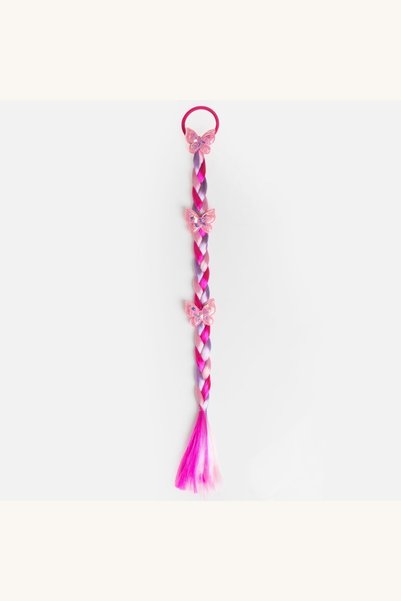 Comerivo Elastic par fetite cu codicuta fluturi si paiete - 45cm, roz fucsia
