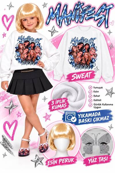 bemora kids Girl's Sweatshirt with Manifest Print, 3-Thread Sweatshirt + Mani...