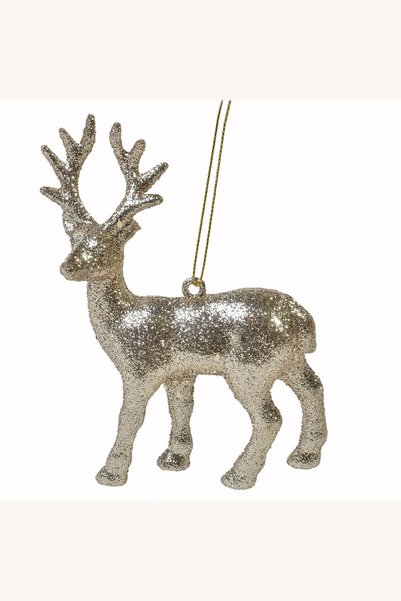 Comerivo Cerb ornamental pentru brad Craciun bej auriu 12.5 cm