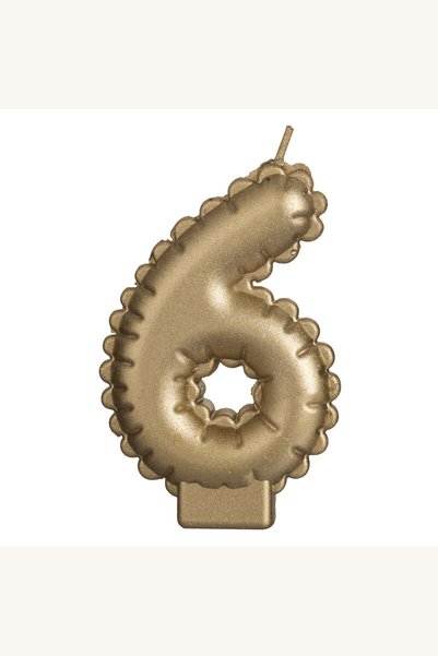 Comerivo Lumanare Numarul 6 pentru Tort, Auriu Metalizat, 5.5x8cm