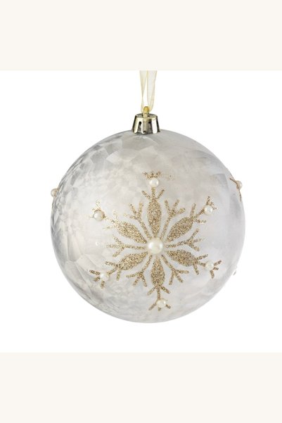 Comerivo Glob argintiu cu efect de îngheț pentru brad, cu fulgi din glitter b...