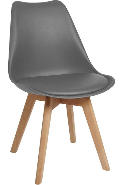 Generic كراسي طعام ذات أرجل خشبية من طراز Mid Century Modern DSW، باللون الرمادي