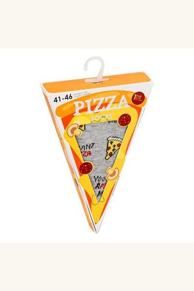 Comerivo Sosete cu model pizza in cutie cadou - 1 pereche, gri, pentru adulti