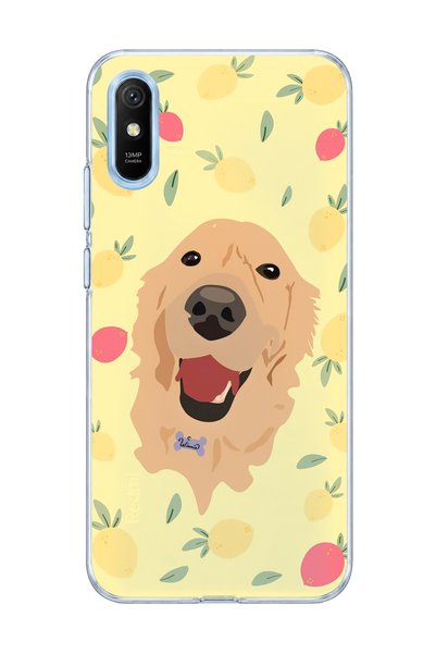 lelia حافظة هاتف شفافة متوافقة مع Redmi 9A مطبوعة باللون الأصفر على شكل كلب و...