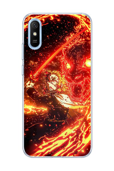 lelia حافظة هاتف شفافة مطبوعة عليها سيف اللهب من Anime متوافقة مع Redmi 9A