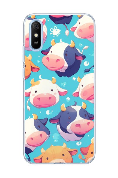 lelia حافظة هاتف شفافة مطبوعة على شكل بقرة لطيفة متوافقة مع Redmi 9A