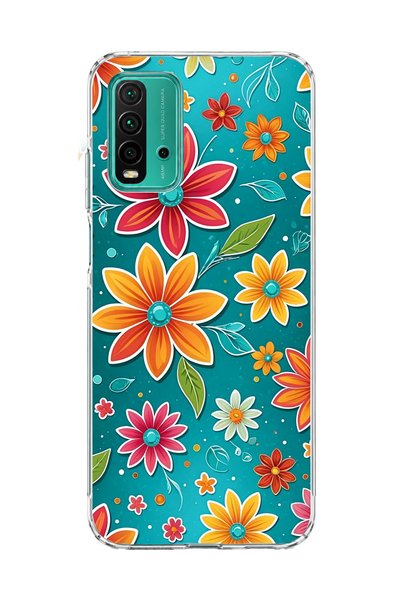 lelia حافظة هاتف شفافة مطبوعة باللون الفيروزي متوافقة مع هاتف Redmi 9T