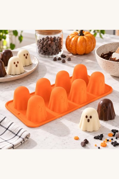 Comerivo Forma silicon 8 fantome Halloween - perfecta pentru inghetata si dul...