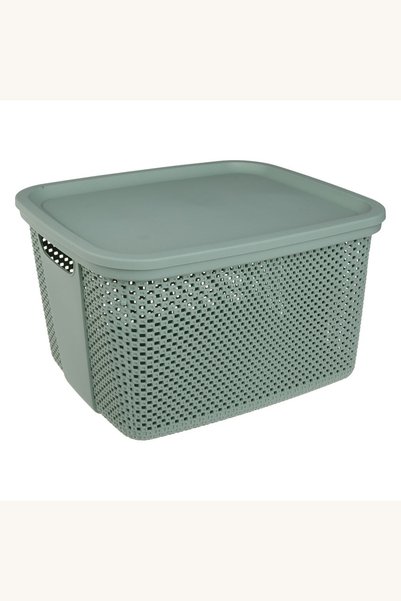 Comerivo Cos organizare plastic cu capac verde menta 18L - depozitare obiecti...