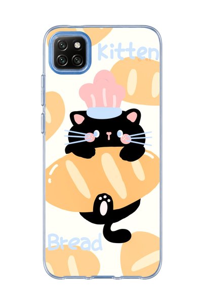 lelia Redmi 9C Compatible Black Cat Bread Printed Transparent Phone Case