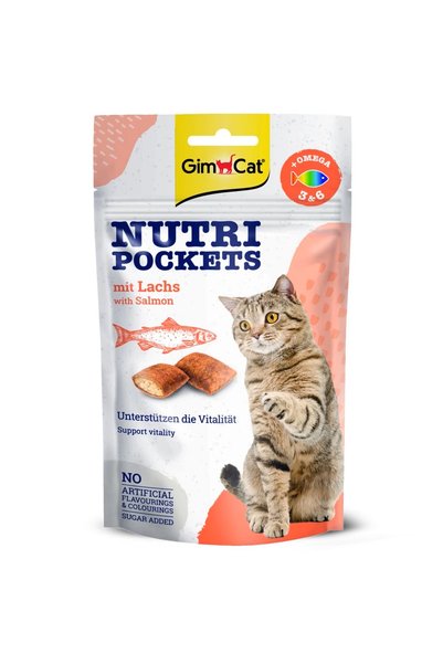 Gimcat Recompense pentru pisici Nutri Pockets cu somon 60g