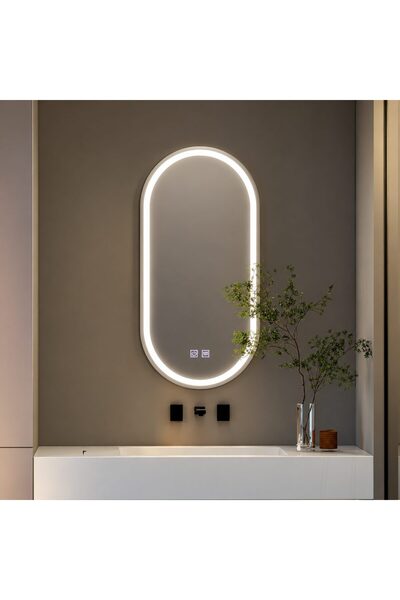 OEM Oglindă LED ovală, 50x100cm, Velara Touch, Sistem anti-aburire, Reglabilă