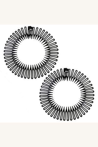 Comerivo Set 2 piepteni rotunzi negri pentru dama, diametru 11cm
