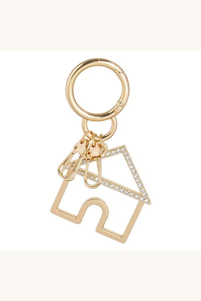 Comerivo Accesoriu chei model casuta aurie cu cristale argintii si inel, 5cm