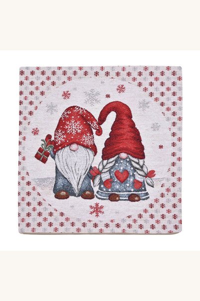 Comerivo Husa perna Craciun Gnome argintiu 40x40cm cu fermoar si lurex