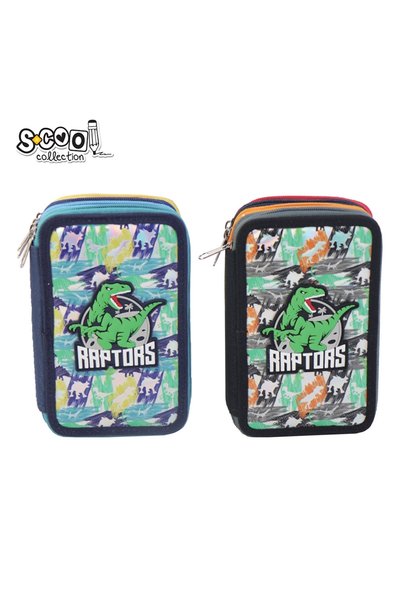 S COOL Κασετίνα με 4 φερμουάρ, RAPTORS, 19.5x12x7.5 εκ. - S-COOL