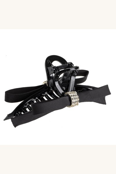 Comerivo Clama de par cu fundita satinata neagra si strass argintiu - 11cm