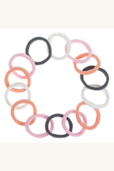 Comerivo Set 14 elastice frotte pentru copii in alb, gri, somon si roz