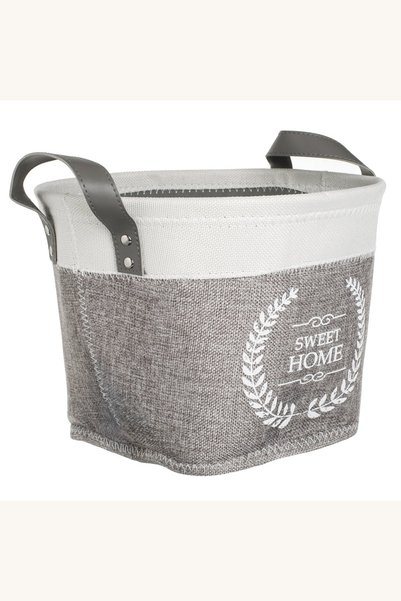 Comerivo Cos textil pentru organizare casa, gri bej cu manere, diametru 30cm