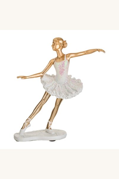 Comerivo Ornament Craciun Balerina Aurie Fusta Alba Irizata 20cm - Decoratiun...