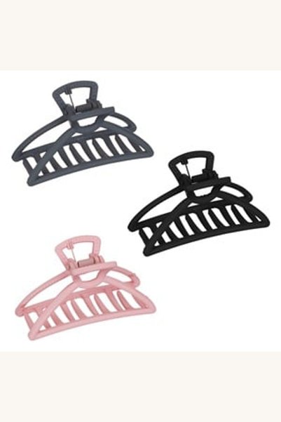 Comerivo Set 3 clame de par semiluna mat negru gri roz 7.5cm pentru femei