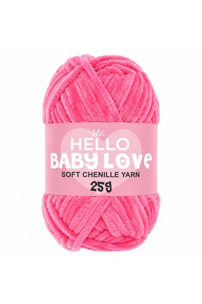 Hello Baby Love 25 γρ. Νήμα Σενίλ 206 Ζωηρό Ροζ – Μαλακό Λούτρινο Νήμα για Πλ...