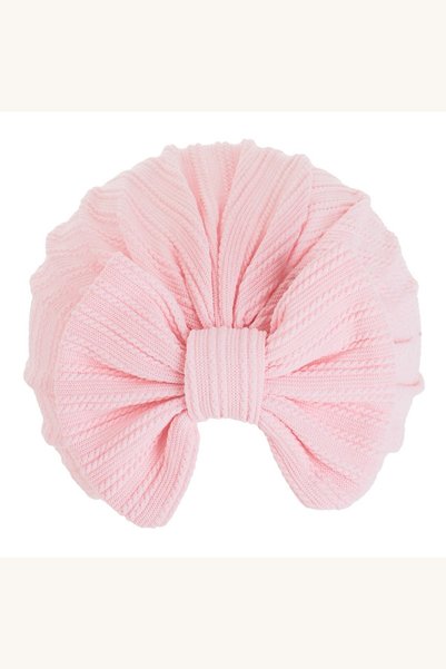 Comerivo Turban pentru bebelusi roz cu dungi si fundita decorativa