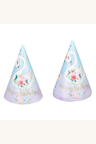 Comerivo Coifuri petrecere din hartie Lebada 16cm, set 6 bucati