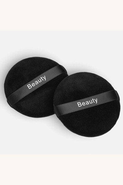 Comerivo Bureți pentru pudră negri, Ø6,5 cm, cu bandă pentru degete - set 2 b...