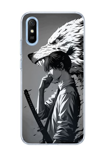 lelia حافظة هاتف شفافة مطبوعة عليها Anime Wolf Warrior متوافقة مع Redmi 9A