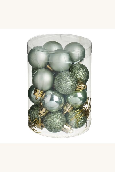Comerivo 20 Globuri Craciun Menta - Mat, Lucios si cu Glitter, 3cm